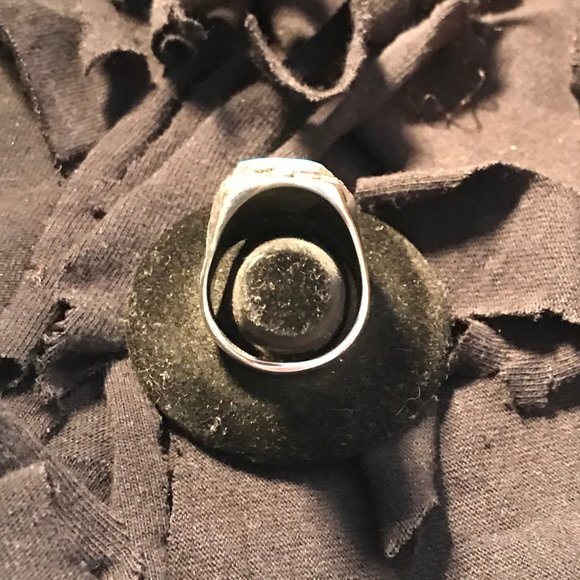1900s Turquoise Silver Ring /.925 Sterling Silver - Picture 4 of 11